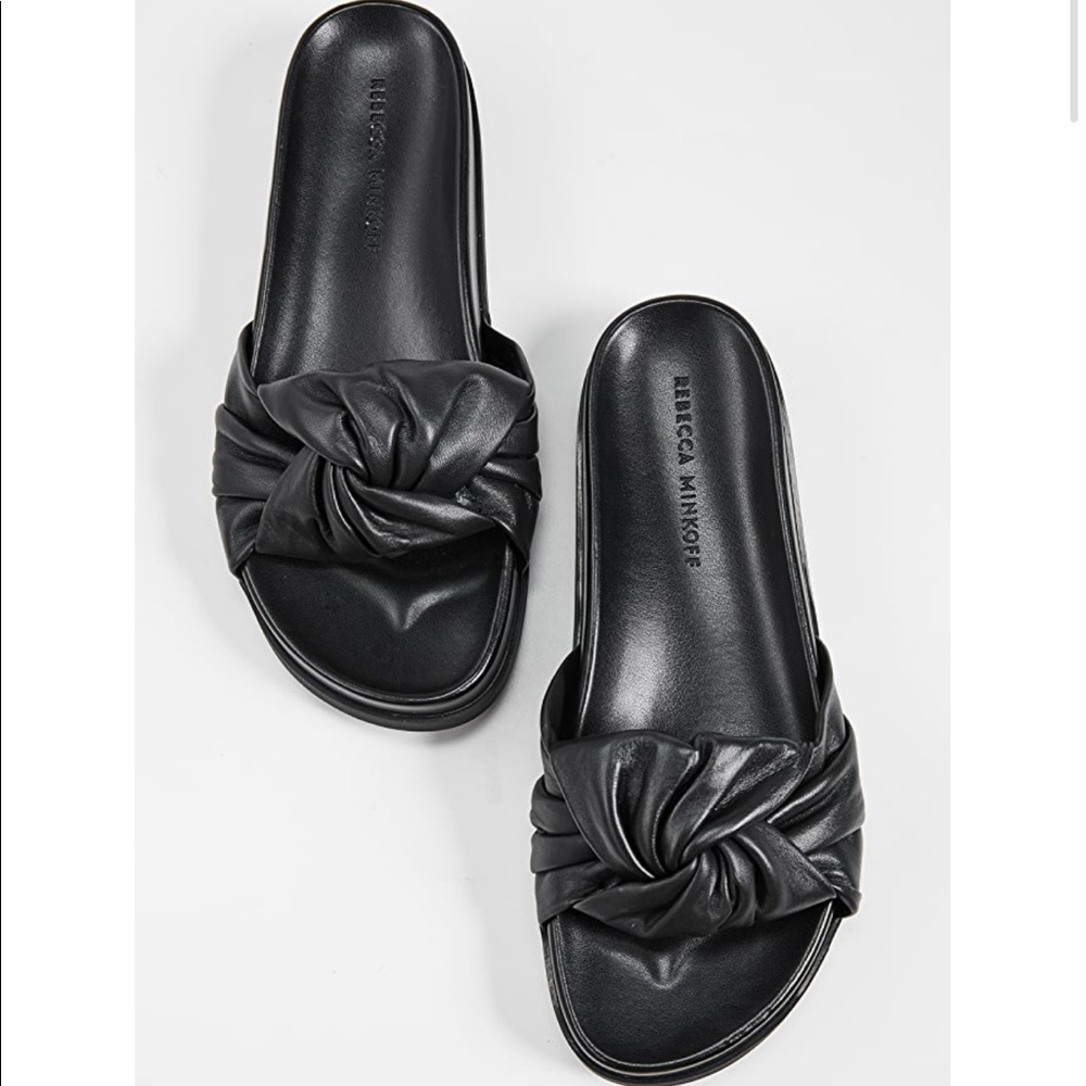 NWT REBECCA MINKOFF LEATHER SLIDE SANDALS W BOX